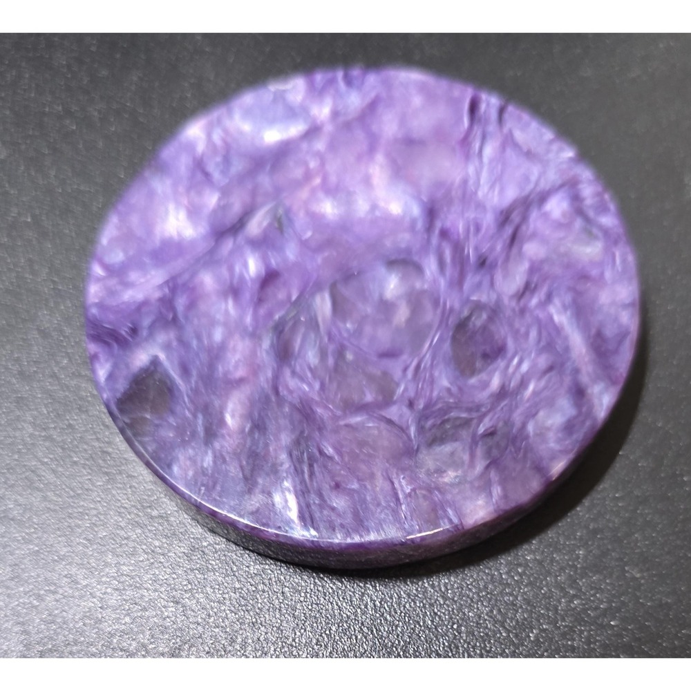 Charoite Crystal Disk, Purple Swirls, Third Eye Chakra